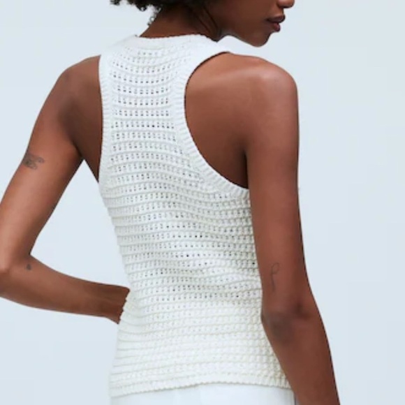 🆕NWT! Madewell Women’s Open Knit Top Sweater Tank Bright Ivory Pull over SZ XXS - Picture 2 of 6